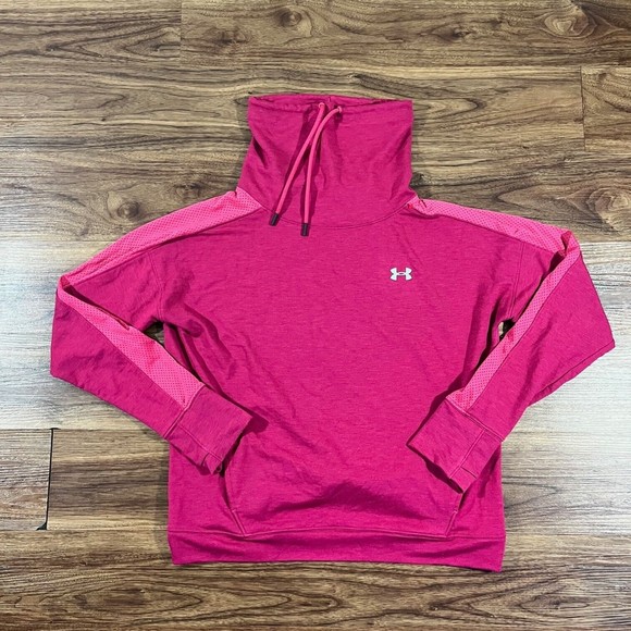 Under Armour Tops - Under Armour Sweatshirt Women Loose Cowl Neck Sweater Pink Thumbhole Size Large